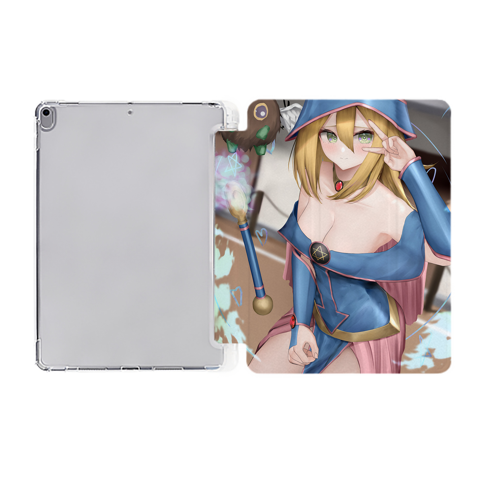 （画像用） 遊☆戯☆王 Yu-Gi-Oh! IPad ケース ペン収納付き 三つ折りスタンド PUレザー×シリコン 対応機種9.5/10.5/10.9インチ